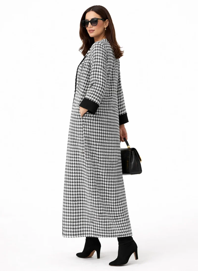 MSquare Fashion  Elegant Houndstooth Tailored Abaya for Women | Best Price UAE